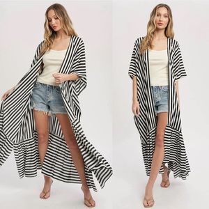BluIvy Stripe Kimono Maxi Duster NWT